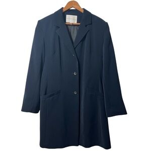 Fleet Street Navy Blue Classic Polished Business Casual Trench Coat Jacket L